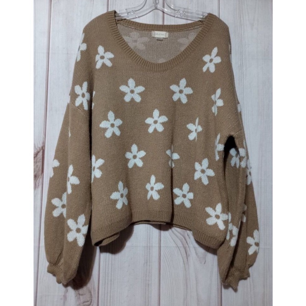 Brown Floral Sweater